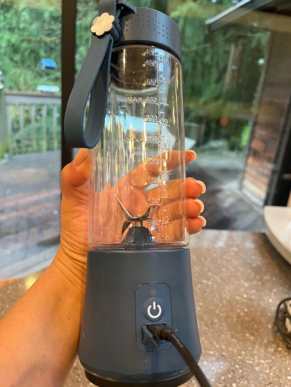 Princess House Portable Personal Blender Bottle in Slate Blue